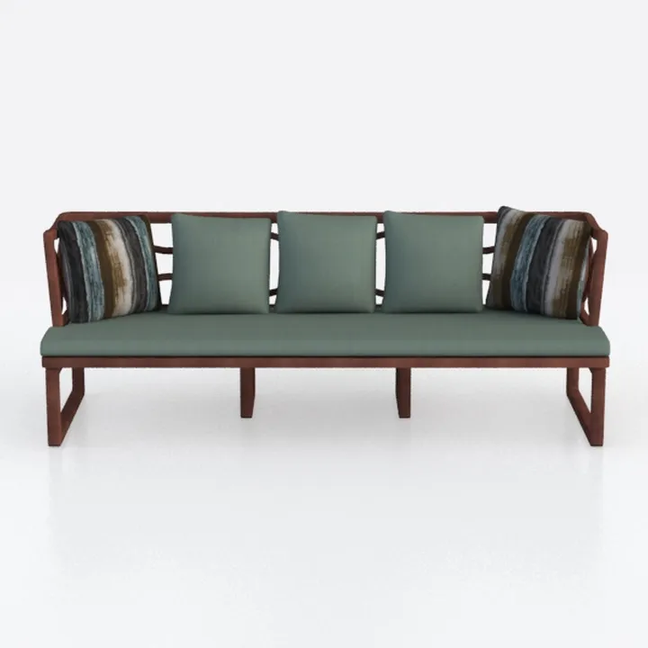 Modern Solid Wood Fabric Upholstered 3 Seat Sofa 3D Model