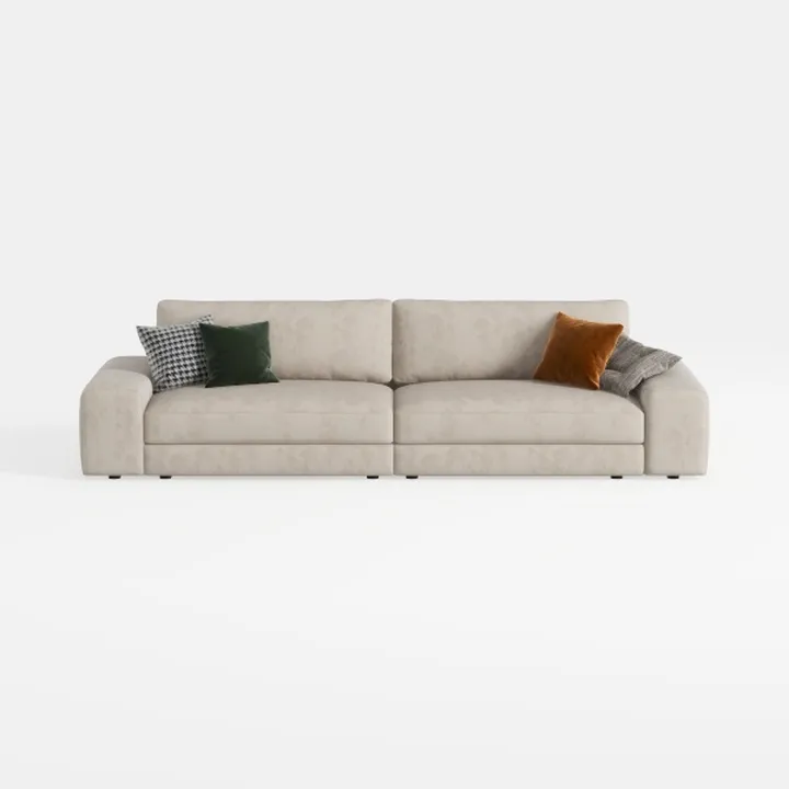 Minimalist Fabric Large Sectional Sofa With Decorative Throw Pillows 3D Model