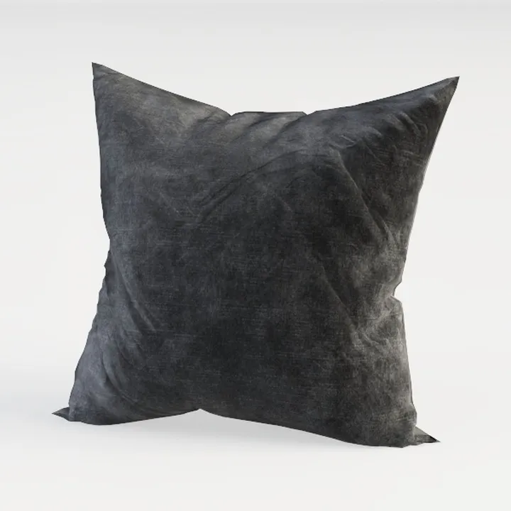 Dark Charcoal Velvet Throw Pillow Decorative Cushion 3D Model