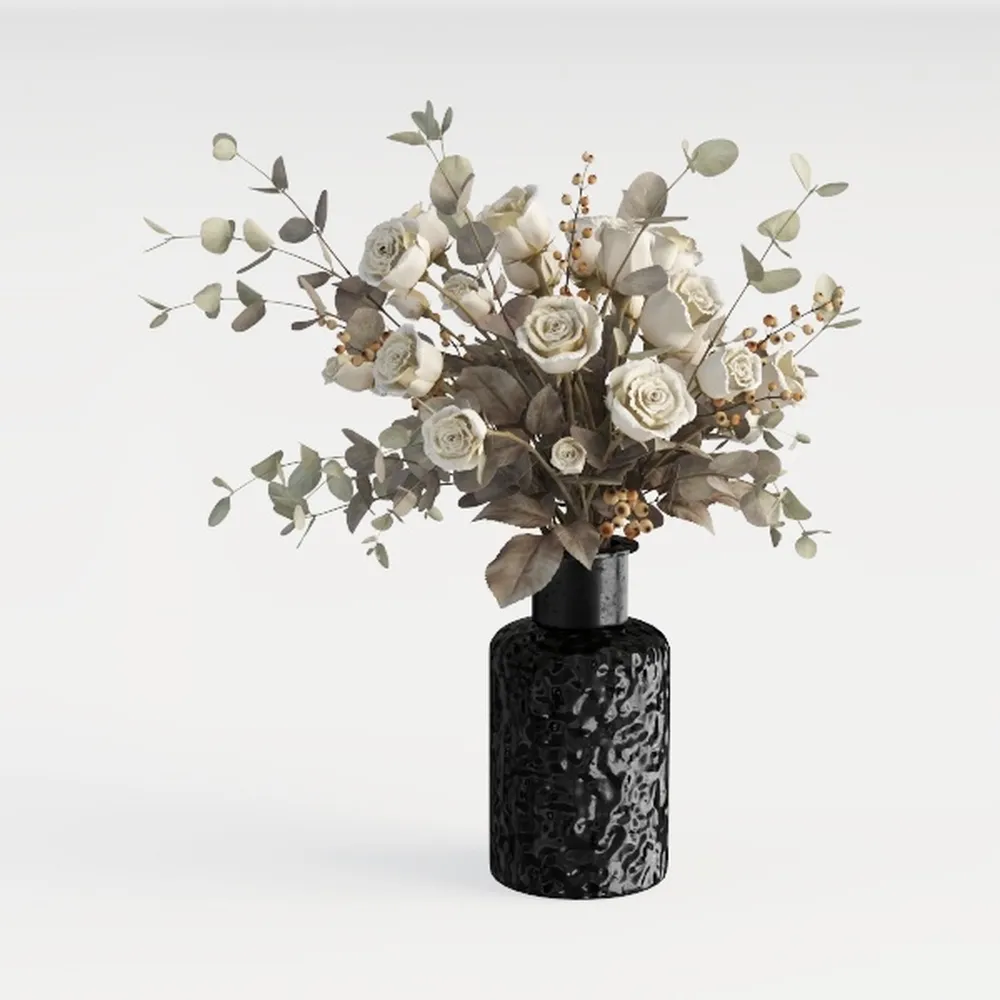 Large Rustic Ceramic Black Vase,15.7 Inch Tall