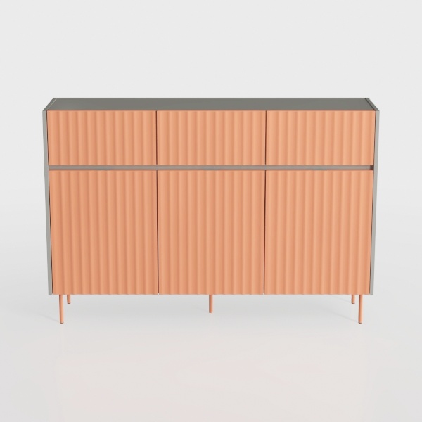Luoxiao Buffet Sideboard with 4 Fluted Doors, 47&quot;
