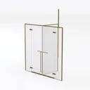 Modern Brass Glass Framed Double Shower Door 3D Model Left 45 Degree View