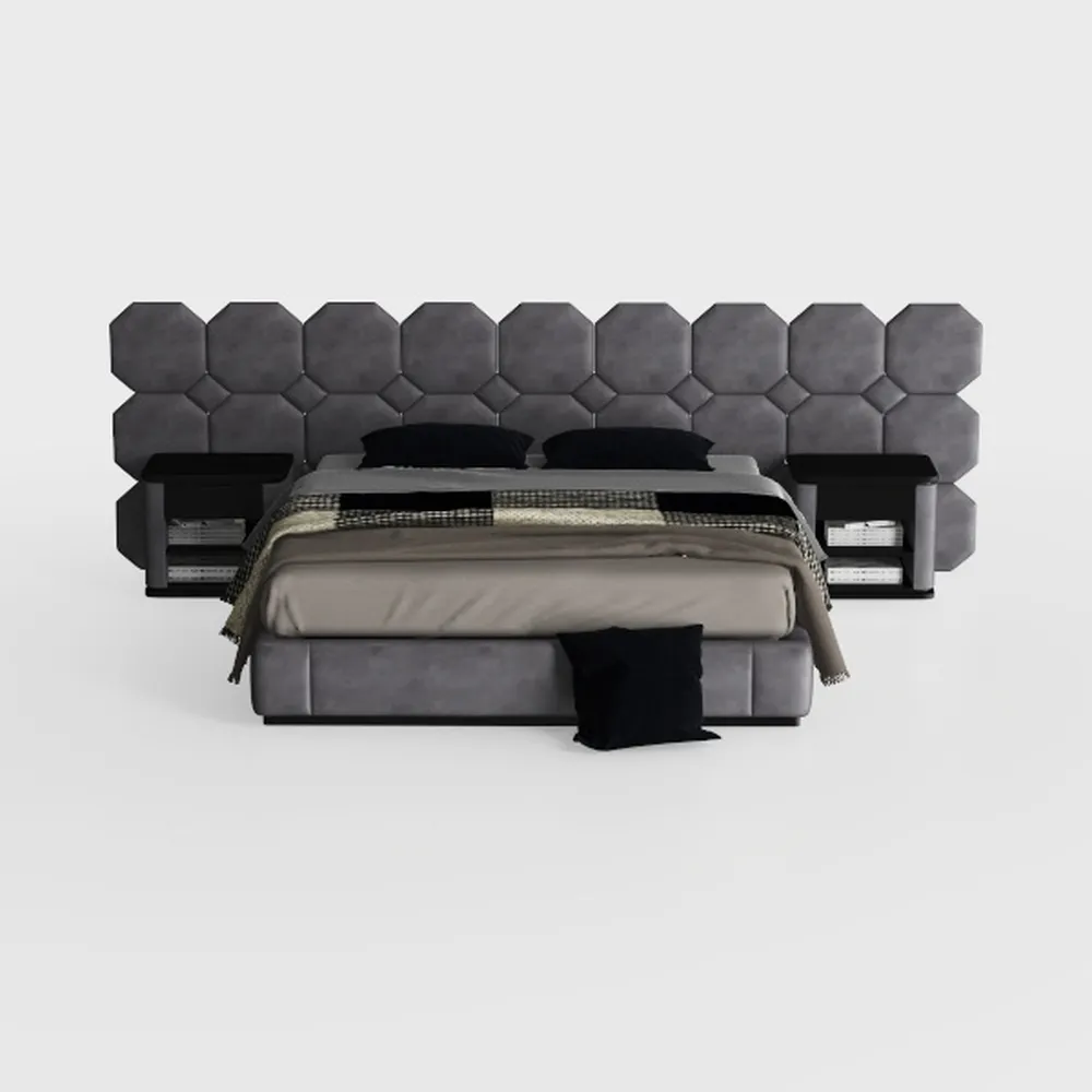 Modern Queen Size Upholstered Platform Bed with La