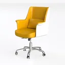 Modern Mustard Leather Office Chair With Metal Base 3D Model Left 45 Degree View
