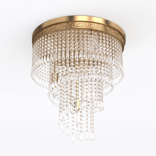 Gold Crystal Chandelier Flush Mount Ceiling Light,