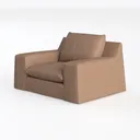 Minimalist Modern Tan Leather Armchair 3D Model Left 45 Degree View