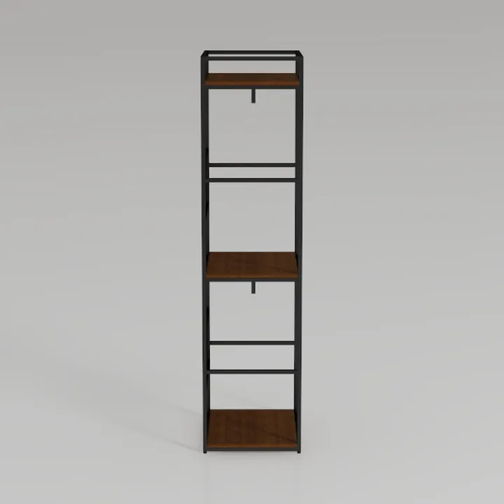 Modern Industrial Solid Wood Metal Open Bookshelf 3D Model