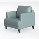 Modern Minimalist Light Blue Leather Armchair 3D Model Left 45 Degree View