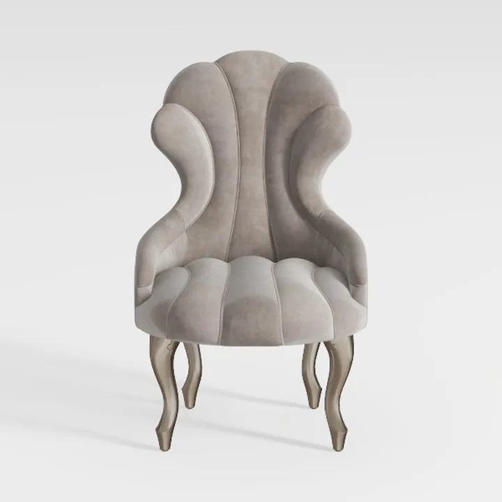 Velvet Upholstered Vintage Wingback Armchair 3D Model