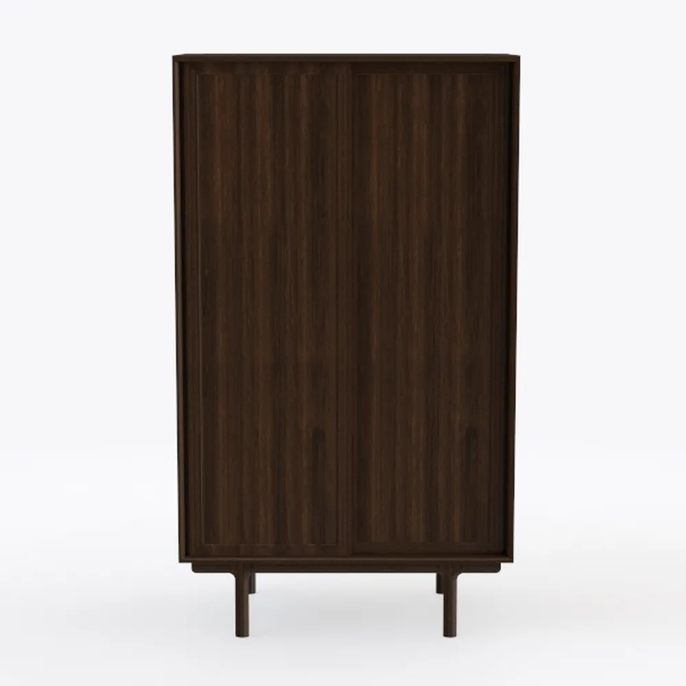 Fluted Nightstand Set of 2, Natural Wood