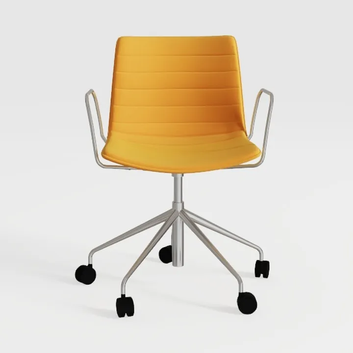 Modern Yellow Fabric Metal Arm Office Chair 3D Model
