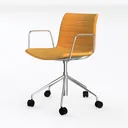 Modern Yellow Fabric Metal Arm Office Chair 3D Model Left 45 Degree View