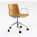 Modern Yellow Fabric Metal Arm Office Chair 3D Model Right 45 Degree View