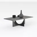 Minimalist Marble Top Metal Base Coffee Table 3D Model Right 45 Degree View