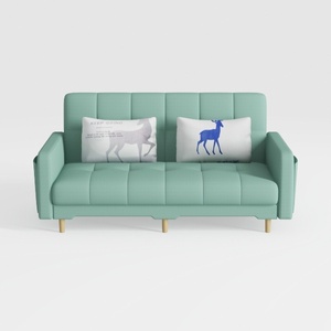 Minimalist Fabric Tufted Loveseat Sofa with Decorative Throw Pillows 3D Model