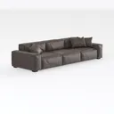 Minimalist Brown Leather Extra Large Sectional Sofa 3D Model Right 45 Degree View