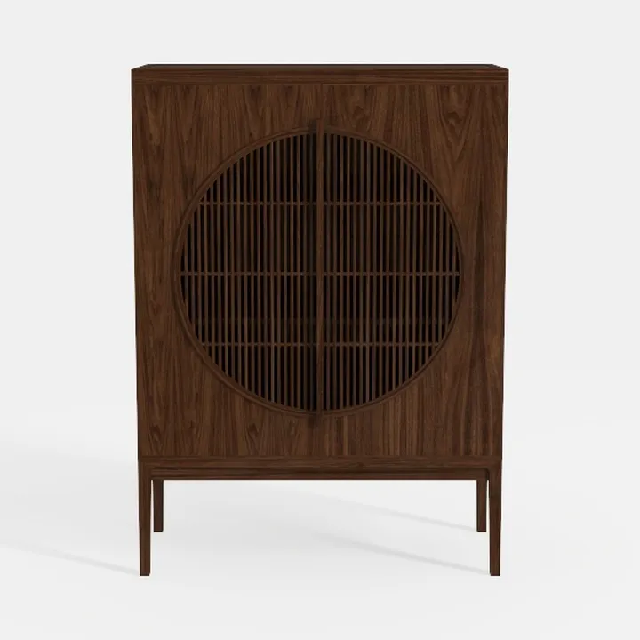 Walnut Wooden Cabinets & Fluted Sideboard with