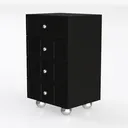 Modern Black Solid Wood Multi Drawer Cabinet With Metal Ball Legs 3D Model Left 45 Degree View