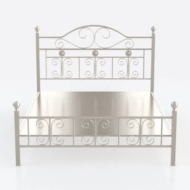 Vintage Metal Scrollwork Platform Bed 3D Model
