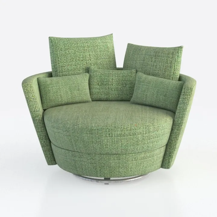55"W Oversized Round Swivel Accent Barrel Chair