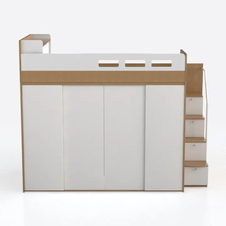 Benjara Wooden Twin Size Loft Bunk Bed with Workst