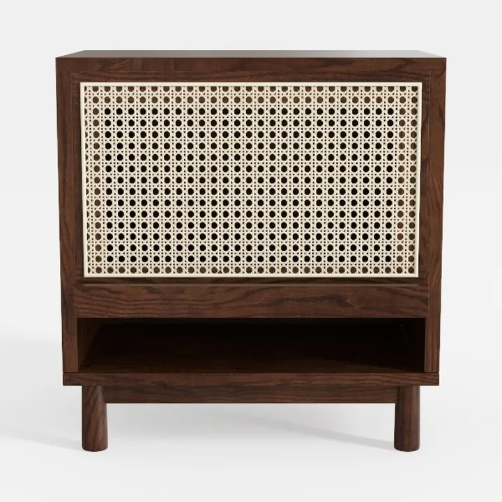 Japandi Solid Oak Cane Nightstand 3D Model