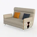 Tennozu Linen Fabric Loveseat Sofa, Convertible Fu Left 45 Degree View