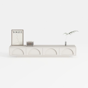 Minimalist Off White Solid Wood TV Cabinet with Arch Drawer Fronts 3D Model