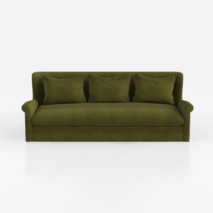 Minimalist Olive Green Velvet Three Seater Sofa 3D Model