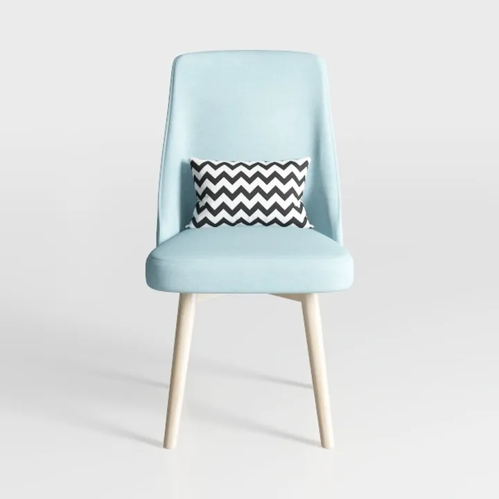 Modern Fabric Upholstered Wooden Dining Chair with Decorative Pillow 3D Model