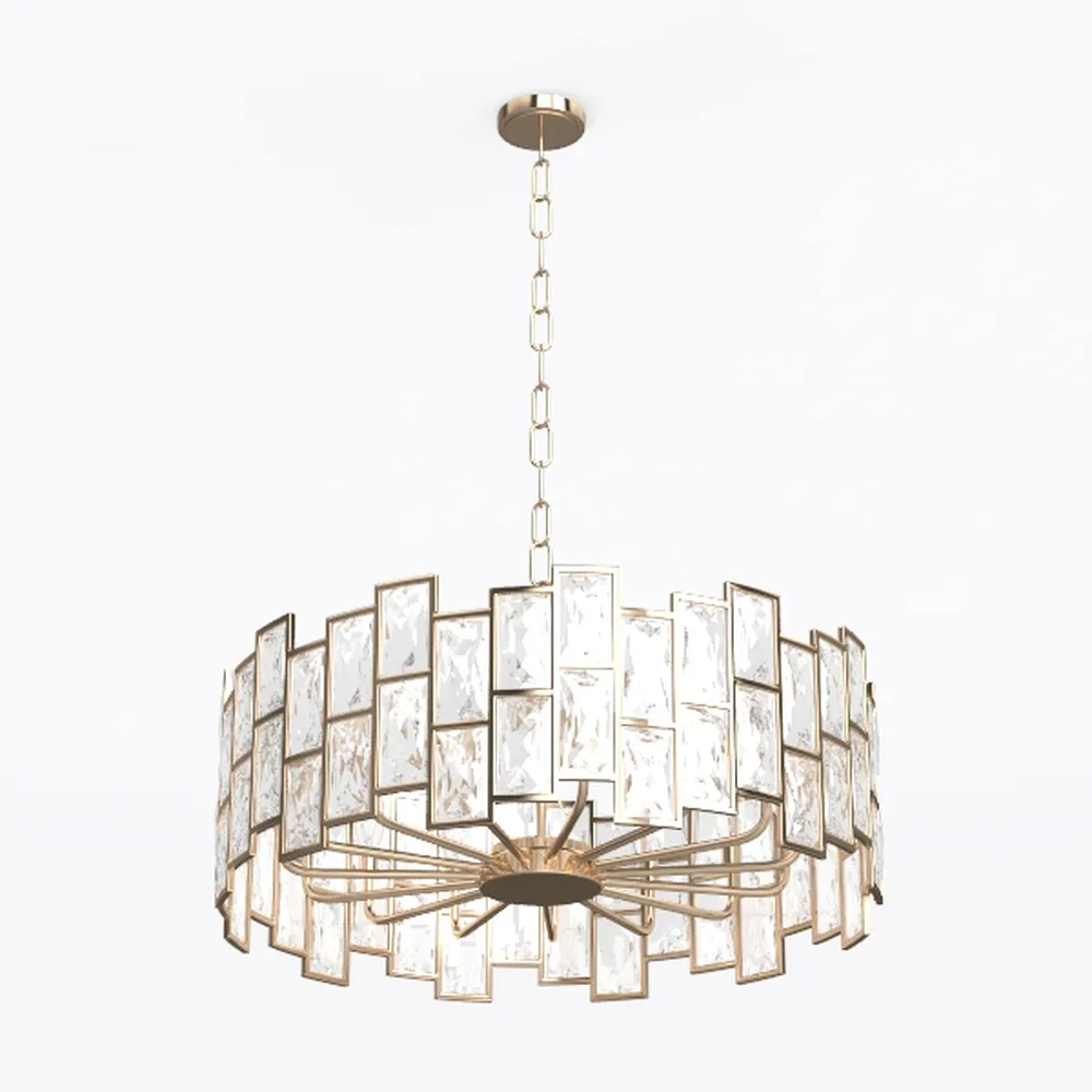 Modern Crystal Chandelier 8-Light Gold Semi Flush 