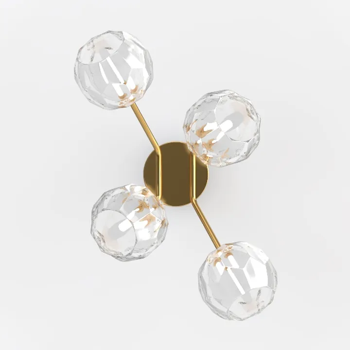 Modern Brass Clear Glass Wall Sconce 3D Model