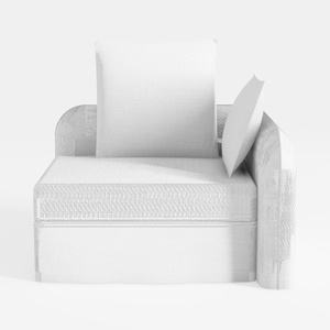 Minimalist White Fabric Linen Armchair 3D Model