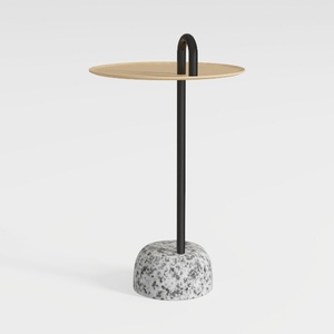 Modern Marble Solid Wood Metal Round Side Table 3D Model