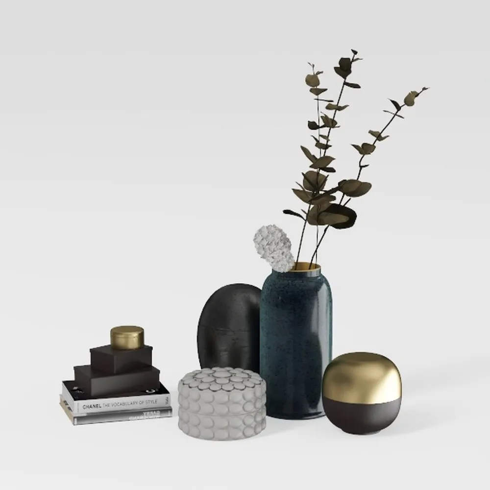 Rustic Ceramic Flower Vase with Handles, Black