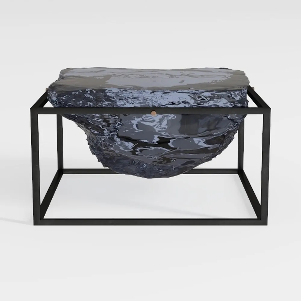 AECOJOY Black Metal Patio Table with Umbrella Hole