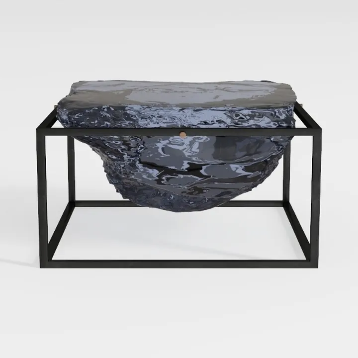 AECOJOY Black Metal Patio Table with Umbrella Hole