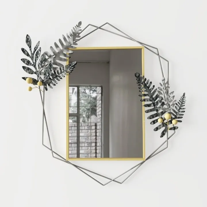 Modern Metal Botanical Decorative Wall Mirror 3D Model
