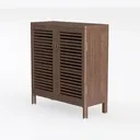 Modern Solid Wood Brass Accent Shutter Door Cabinet 3D Model Left 45 Degree View