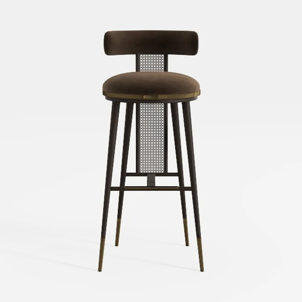 Amaris Dark Brown Fabric Counter Stool with Metal 