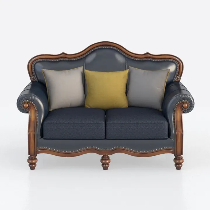 Classic 3-Seater Sofa with Premium Leather Upholst