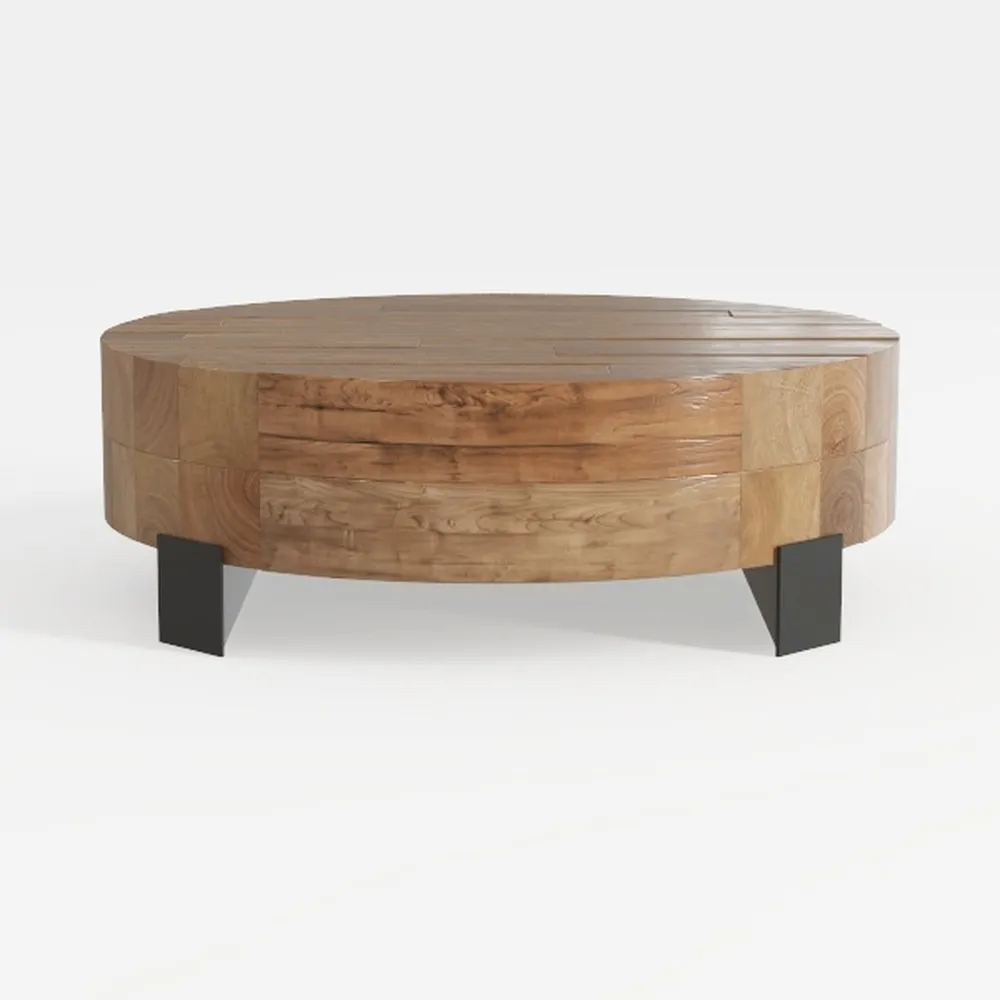 SIMPLIHOME Rayburn Drum Coffee Table - 38 inch