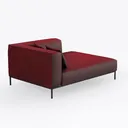 Modern Burgundy Leather Left Arm Chaise Lounge 3D Model Right 45 Degree View