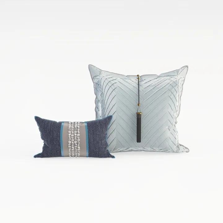 Modern Fabric Decorative Throw Pillows with Embellished Details 3D Model