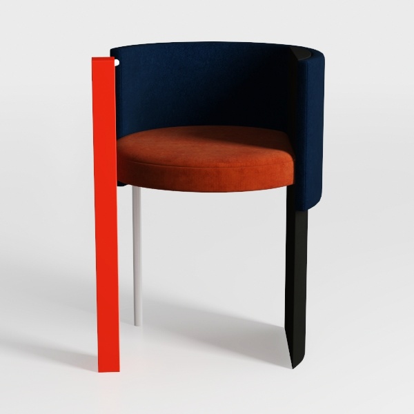 DRW Set di 2 poltrone in metallo e tessuto in caldaia e nero 64x66x89 cm