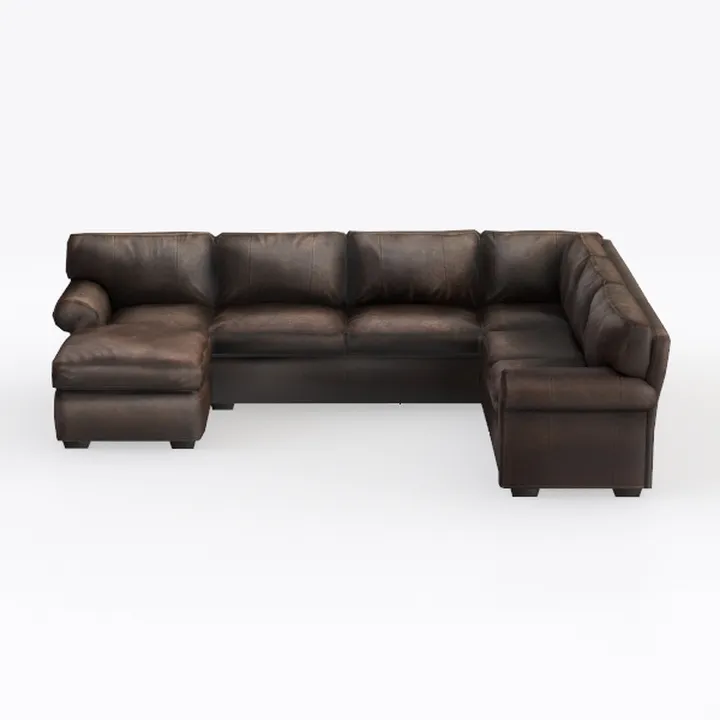 Vintage Leather U Shaped Sectional Sofa 3D Model