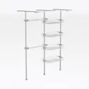 Minimalist White Metal Freestanding Pantry Storage Rack 3D Model Right 45 Degree View