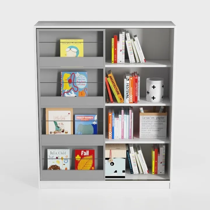 White Bookshelf, 55” Adjustable Tall Metal