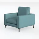 Modern Minimalist Teal Fabric Armchair 3D Model Left 45 Degree View