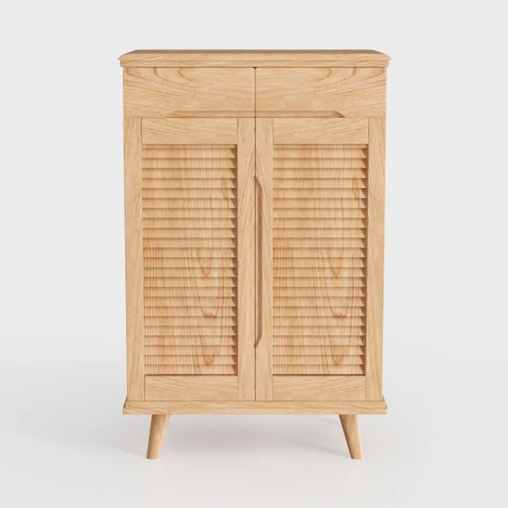 Rattan Storage Cabinet with Doors, Multifunctional